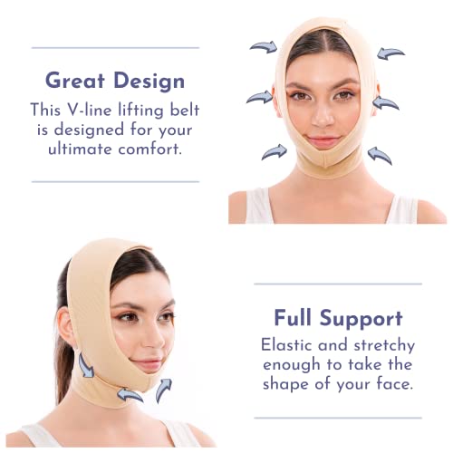 Post Surgery Facial Compression Neck Coverage Chin Strap, V-Shaped