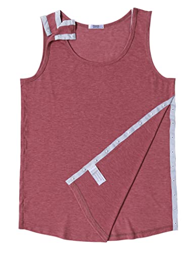 Post Shoulder Surgery Shirts for Men Tearaway Snap Tank Tops After Rotator Cuff Recovery Adaptive Clothing Chemo Port Clothes