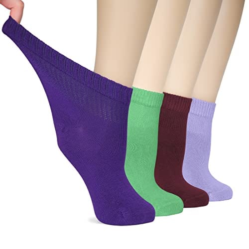 Diabetic Socks for Women, Wide & Loose, Non-Binding Top & Seamless Toe, 8 Pairs