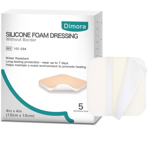 Dimora Wound Dressing Sacrum Foam Bandages Silicone Adhesive Border 7"x7" Waterproof Sacral Pads Absorbent Breathable Bed Sore Pressure Dressing