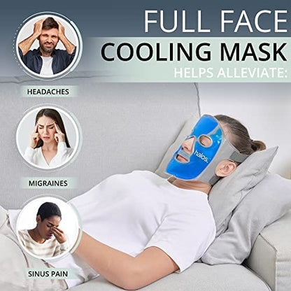 Ice Face Mask - 2023 Frozen Face Mask for Pain Relief, Migraine & Wisdom Tooth Surgery for Swelling, Puffiness & Stress Relief - Hot or Cold Gel Face Mask