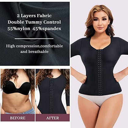 Waist Trainer Bodysuit With Arms Compression For Post Surgery