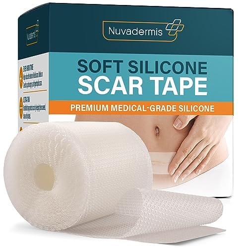 NUVADERMIS Silicone Scar Tape for Surgical Scars - 120" x 1.5" Roll - Extra Long Scar Sheets for C-Section, Tummy Tuck, Keloid, and Surgical Scars - Reusable Medical Grade Silicone Scar Tape - 1 Pack