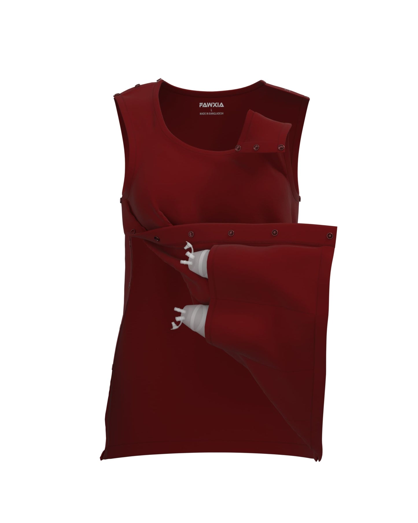 Mastectomy Recovery Tank Top with Four Drain Pockets & Snap-Access