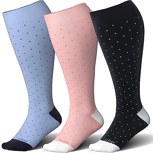 Plus Size Wide Calf Compression Socks for Women 15-20mmHg Knee High