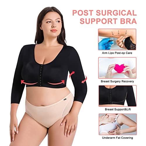 Plus Size Women's Arm Shaper Tops Arm Lift Slimmer Compression Sleeves Support Garment Post Surgical Corrector Tank Top 3/4 Sleeve