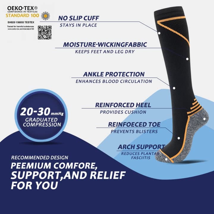 Compression Socks for Men & Women 20-30 mmHg Knee High 8 pairs