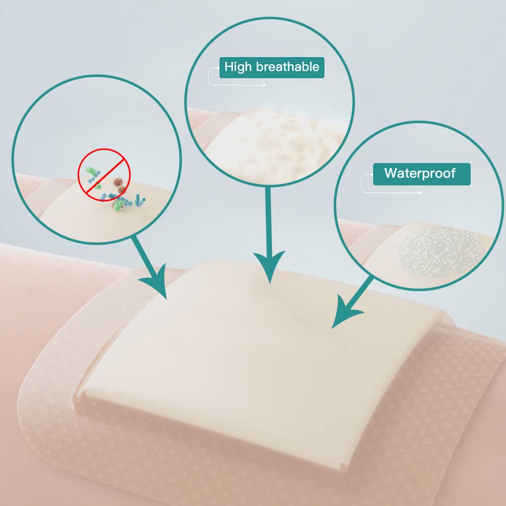 Dimora Wound Dressing Sacrum Foam Bandages Silicone Adhesive Border 7"x7" Waterproof Sacral Pads Absorbent Breathable Bed Sore Pressure Dressing