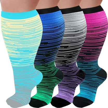 Plus Size Compression Socks for Women Men 20-30 mmHg, Wide Calf Stockings Best Support for Circulation