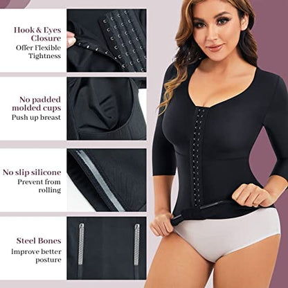 Waist Trainer Bodysuit With Arms Compression For Post Surgery