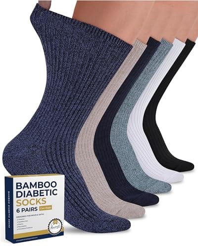 Ribbed Knit Bamboo Viscose Diabetic Socks for Women - 6 Pairs