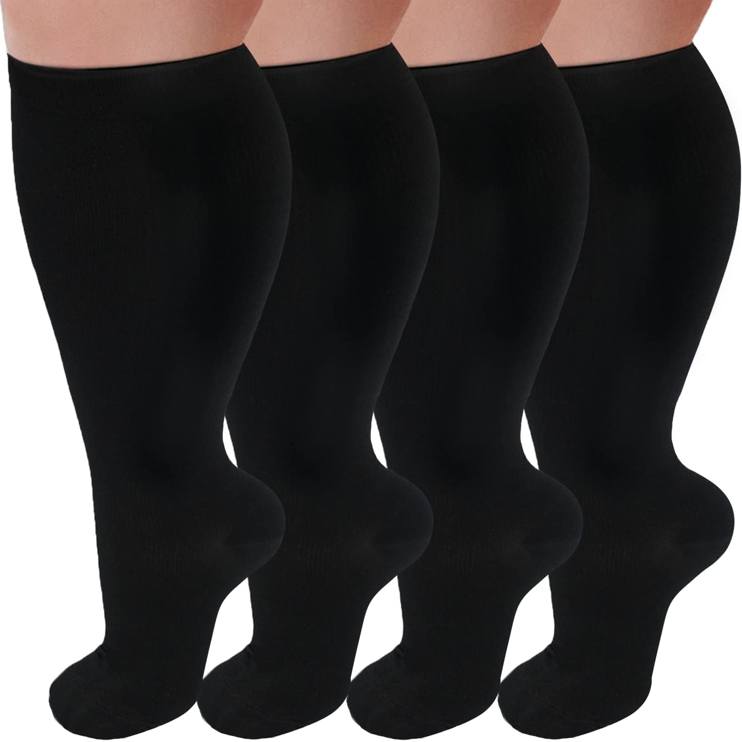 Plus Size Compression Socks for Women Men 20-30 mmHg, Wide Calf Stockings Best Support for Circulation