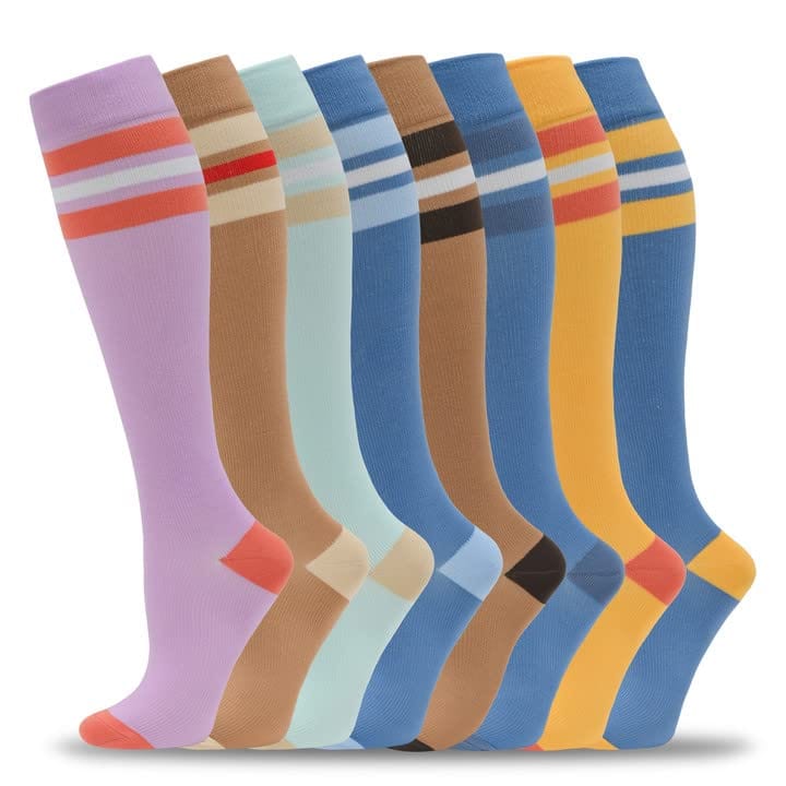 Compression Socks for Men & Women 20-30 mmHg Knee High 8 pairs