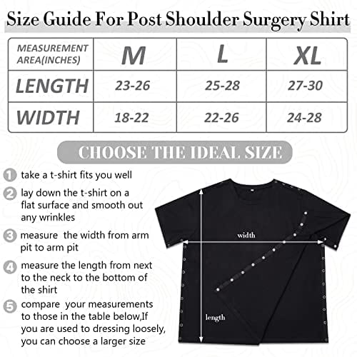 Unisex Post Surgery Shirts Left and Right Side Snap Access Recovery Hospital Shirts