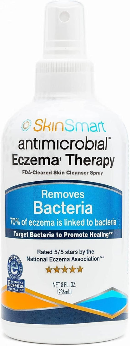 SkinSmart Antimicrobial Eczema Therapy with Hypochlorous Acid, Removes Bacteria so Skin Can Heal, 8 Ounce Clear Spray