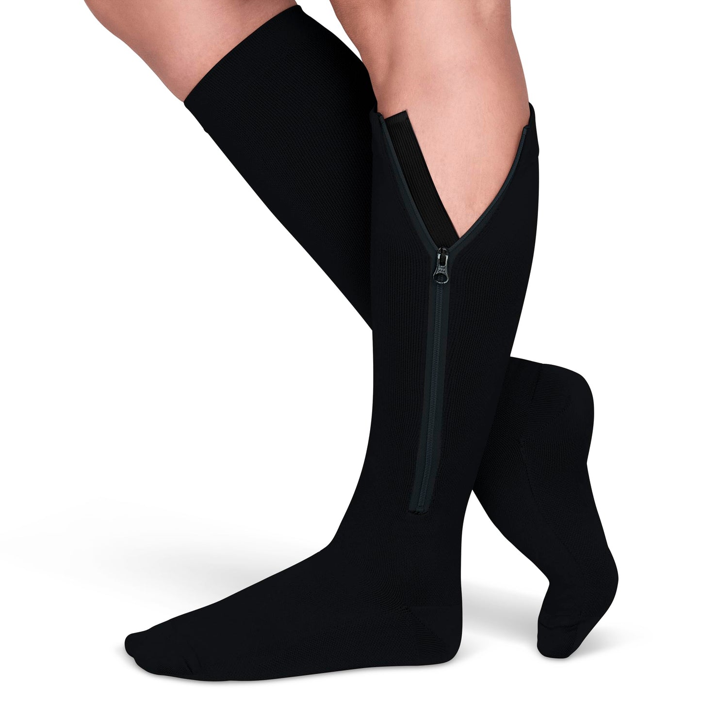 Zipper Compression Socks for Men & Women, 20-30mmHg Closed Toe Graduated Zippered Compression Stocking