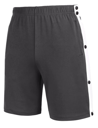 Post Surgery Tear Away Shorts for Men Comfy Clothing For Recovery, Easy Dressing Wide Bottom Snap Breakaway Shorts