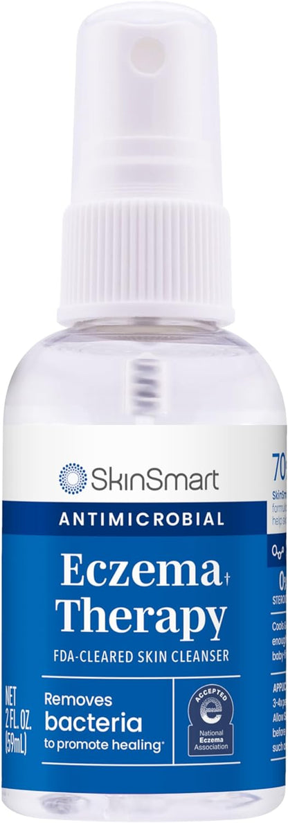 SkinSmart Antimicrobial Eczema Therapy with Hypochlorous Acid, Removes Bacteria so Skin Can Heal, 8 Ounce Clear Spray