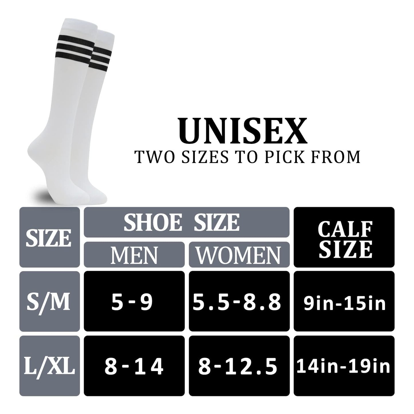 Compression Socks for Men & Women 20-30 mmHg Knee High 8 pairs