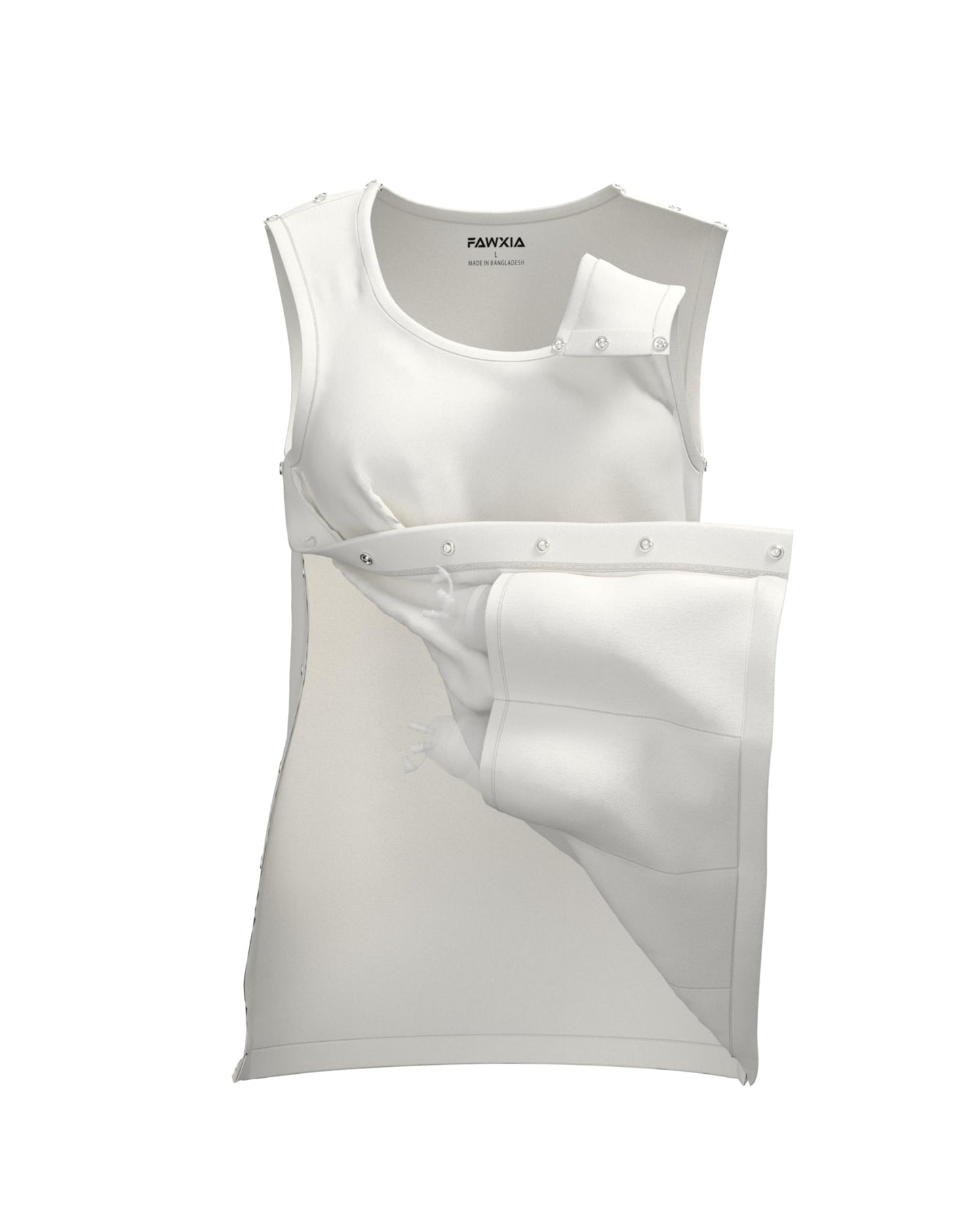 Mastectomy Recovery Tank Top with Four Drain Pockets & Snap-Access