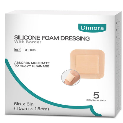 Dimora Wound Dressing Sacrum Foam Bandages Silicone Adhesive Border 7"x7" Waterproof Sacral Pads Absorbent Breathable Bed Sore Pressure Dressing