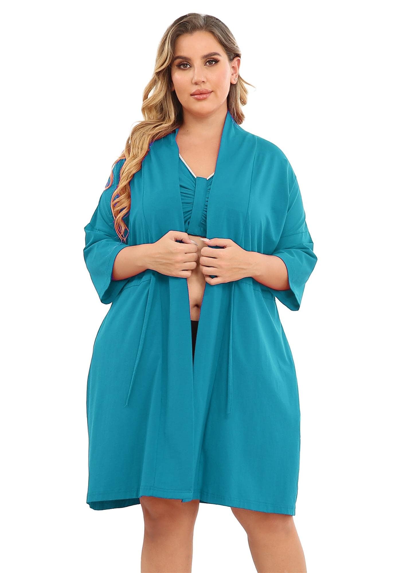 Post Surgery Mastectomy Bra Breast Cancer Recovery Robe with Internal Pockets for Post-Surgical Drains