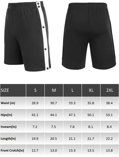 Post Surgery Tear Away Shorts for Men Comfy Clothing For Recovery, Easy Dressing Wide Bottom Snap Breakaway Shorts