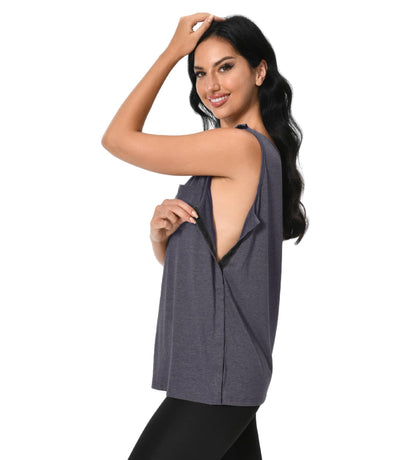 Post-Operative Surgery Shirts for Women, Surgical Tank Tops Snap Open Hospital Shirt with Port Access for Chemo, Dialysis Etc.