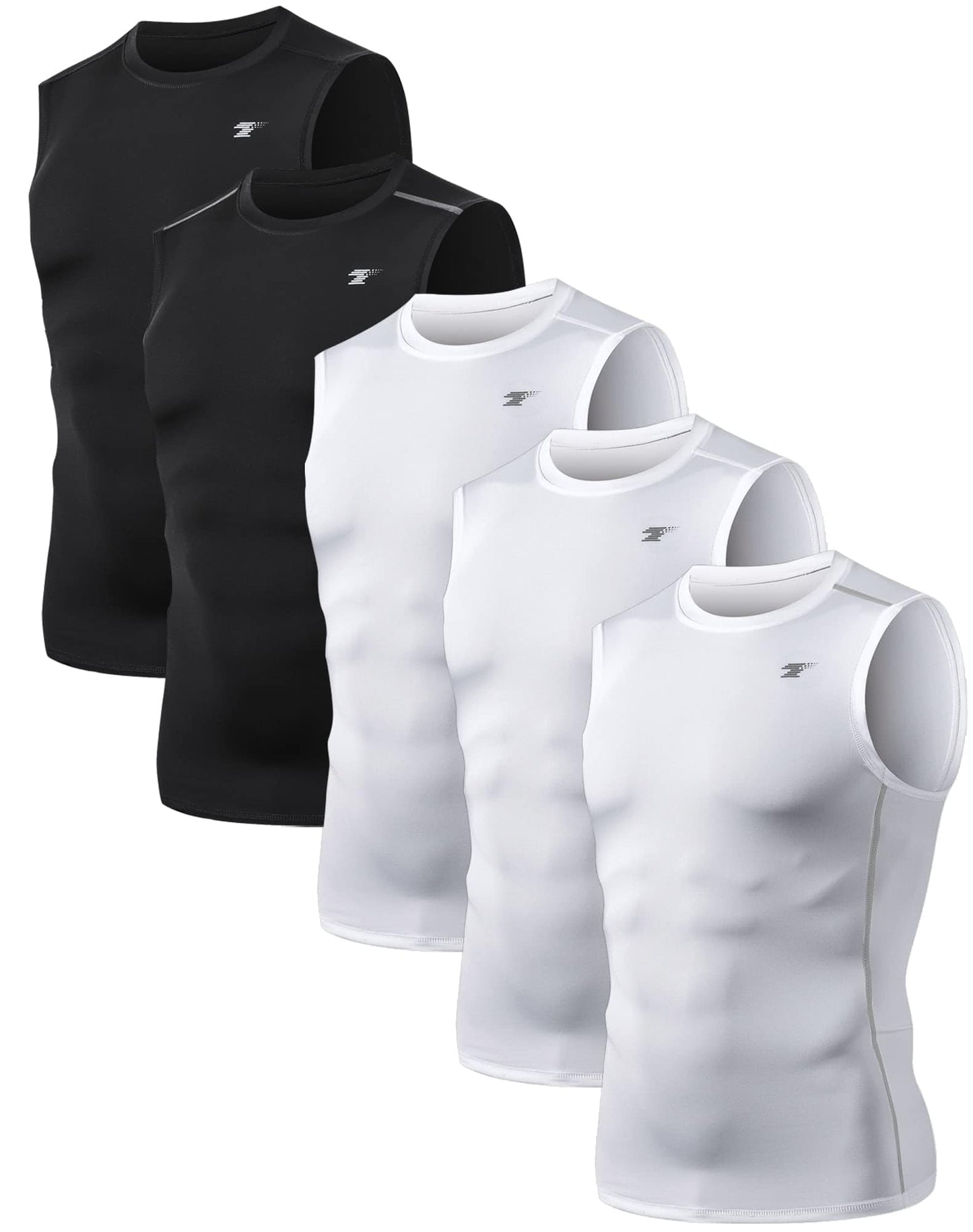 Men's Athletic Sleeveless Compression Shirts, 5 Pack