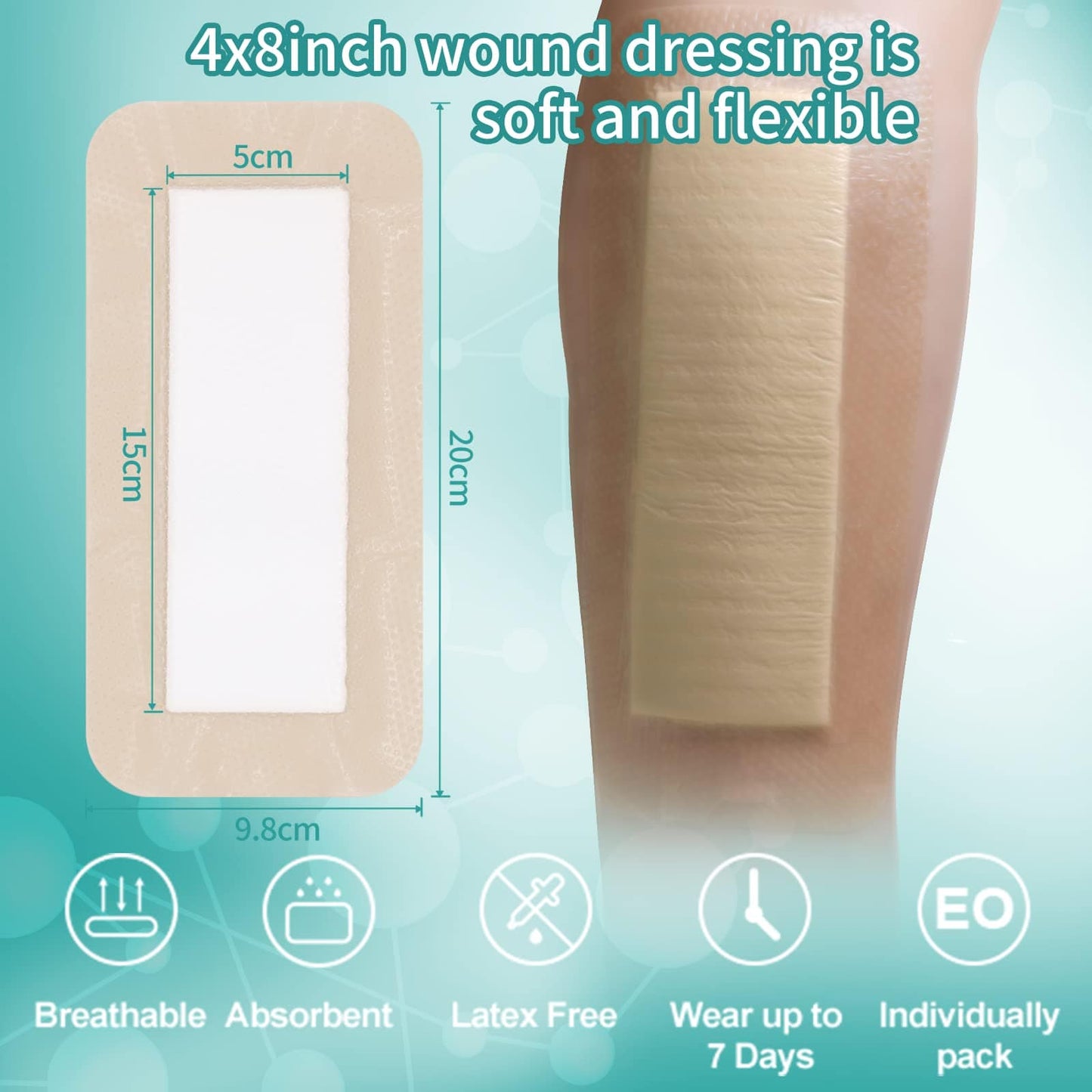 Dimora Wound Dressing Sacrum Foam Bandages Silicone Adhesive Border 7"x7" Waterproof Sacral Pads Absorbent Breathable Bed Sore Pressure Dressing