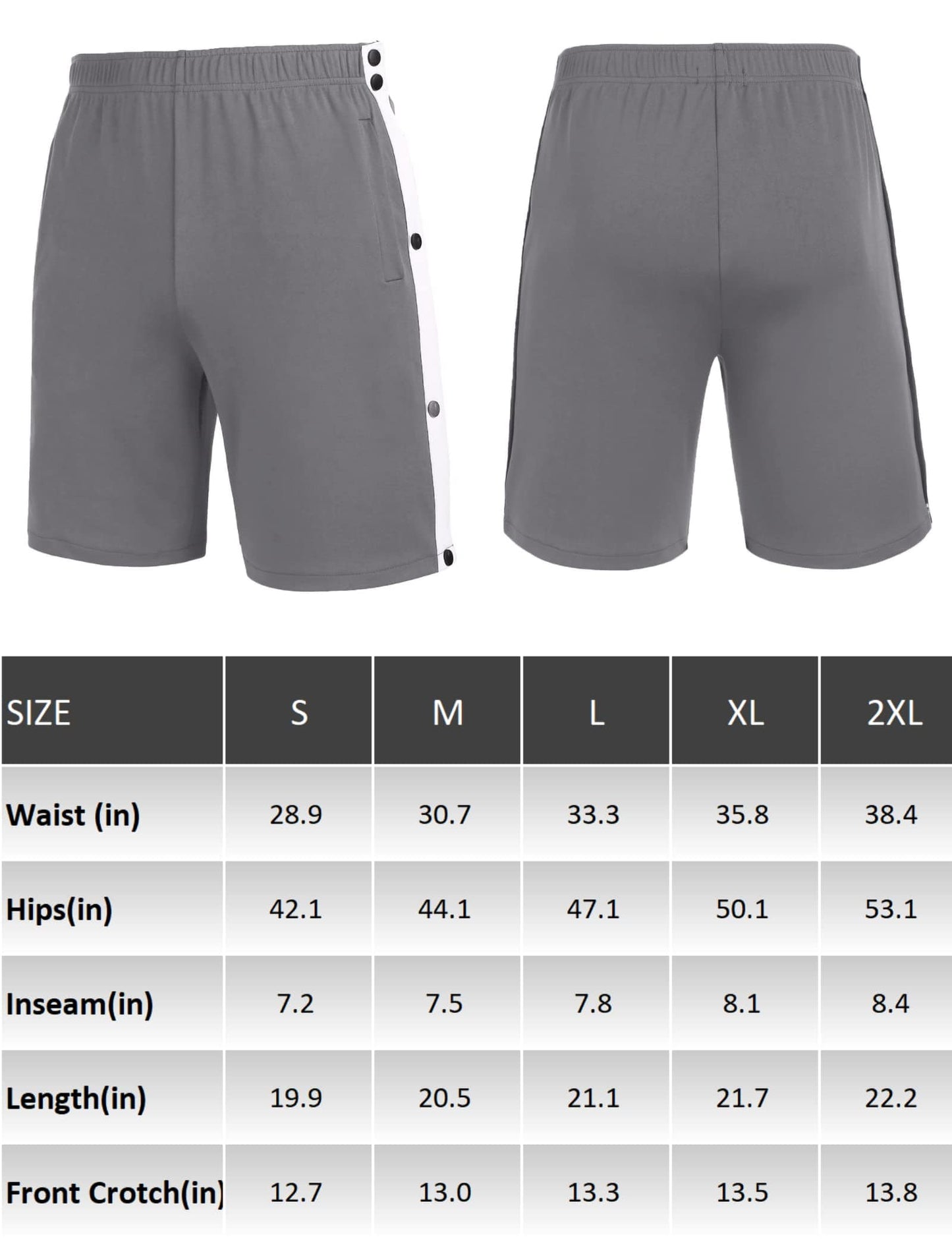 Post Surgery Tear Away Shorts for Men Comfy Clothing For Recovery, Easy Dressing Wide Bottom Snap Breakaway Shorts