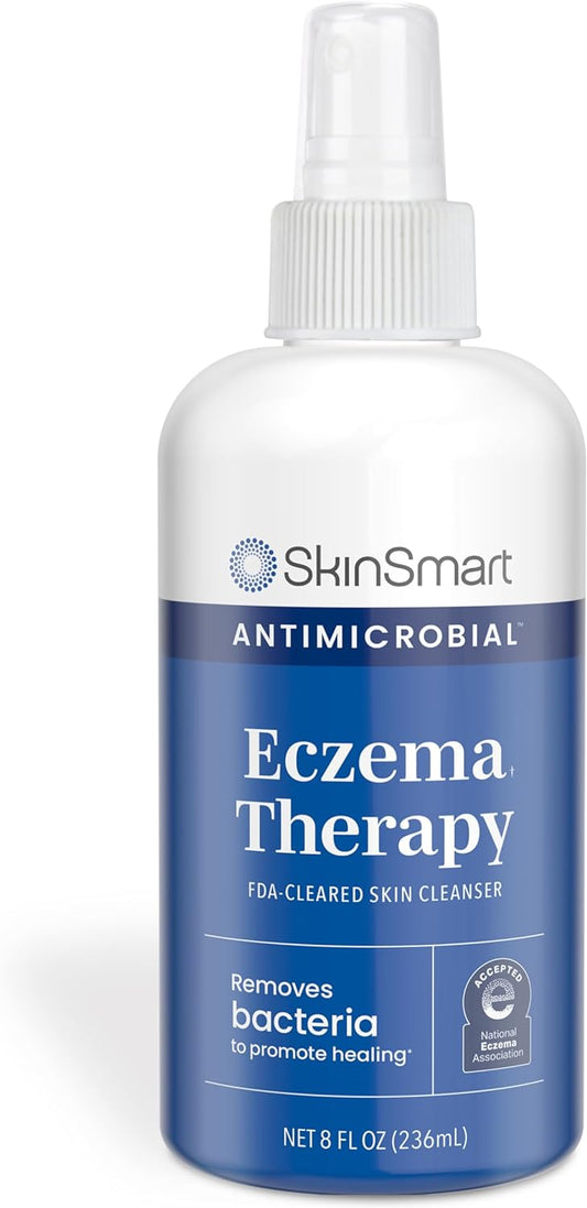 SkinSmart Antimicrobial Eczema Therapy with Hypochlorous Acid, Removes Bacteria so Skin Can Heal, 8 Ounce Clear Spray