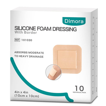 Dimora Wound Dressing Sacrum Foam Bandages Silicone Adhesive Border 7"x7" Waterproof Sacral Pads Absorbent Breathable Bed Sore Pressure Dressing