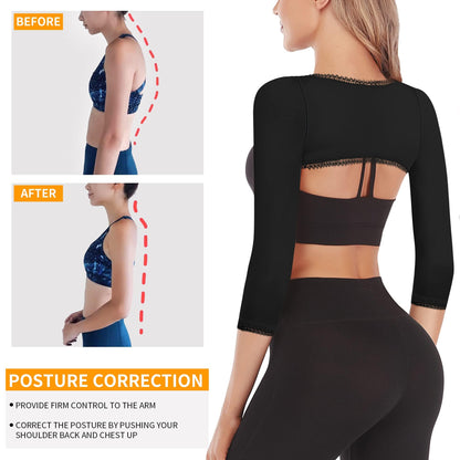 RDSIANE Upper Arm Compression Shaper Post Surgery Slimmer Sleeves Posture Corrector Tops Shapewear for Women