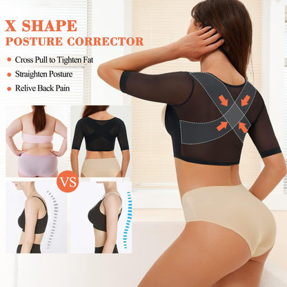 Upper Arm Shaper Post Surgery Arm Compression Sleeves Lipo Garment Posture Corrector Tops Back Support Shapewear