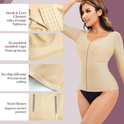 Waist Trainer Bodysuit With Arms Compression For Post Surgery