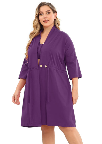 Post Surgery Mastectomy Bra Breast Cancer Recovery Robe with Internal Pockets for Post-Surgical Drains