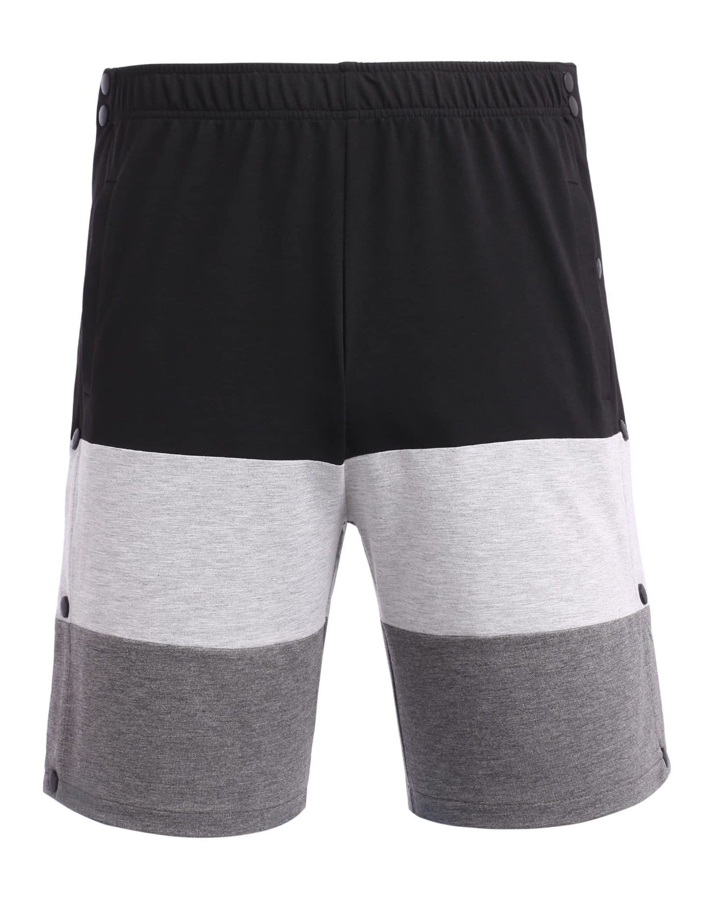 Tear Away Shorts for Men Side Snap Cotton Color Block Shorts Post Surgery Recovery Break Away Pants with Pockets