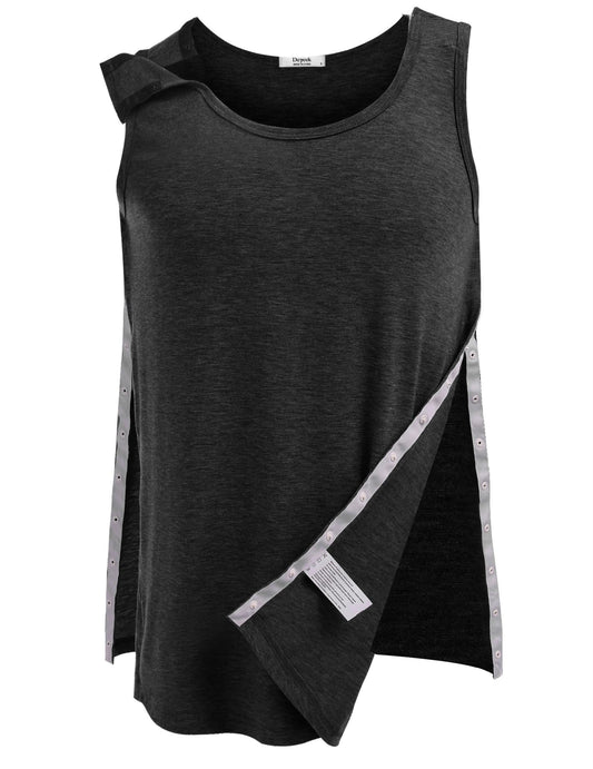 Post Shoulder Surgery Shirts for Men Tearaway Snap Tank Tops After Rotator Cuff Recovery Adaptive Clothing Chemo Port Clothes