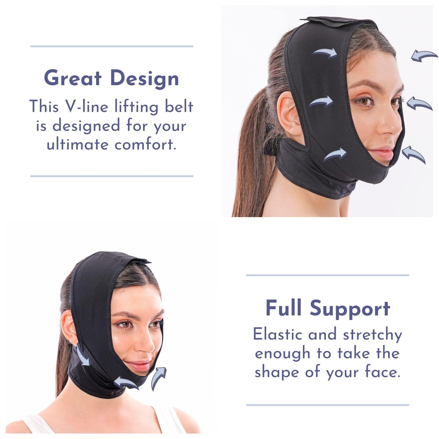 Post Surgery Facial Compression Neck Coverage Chin Strap, V-Shaped