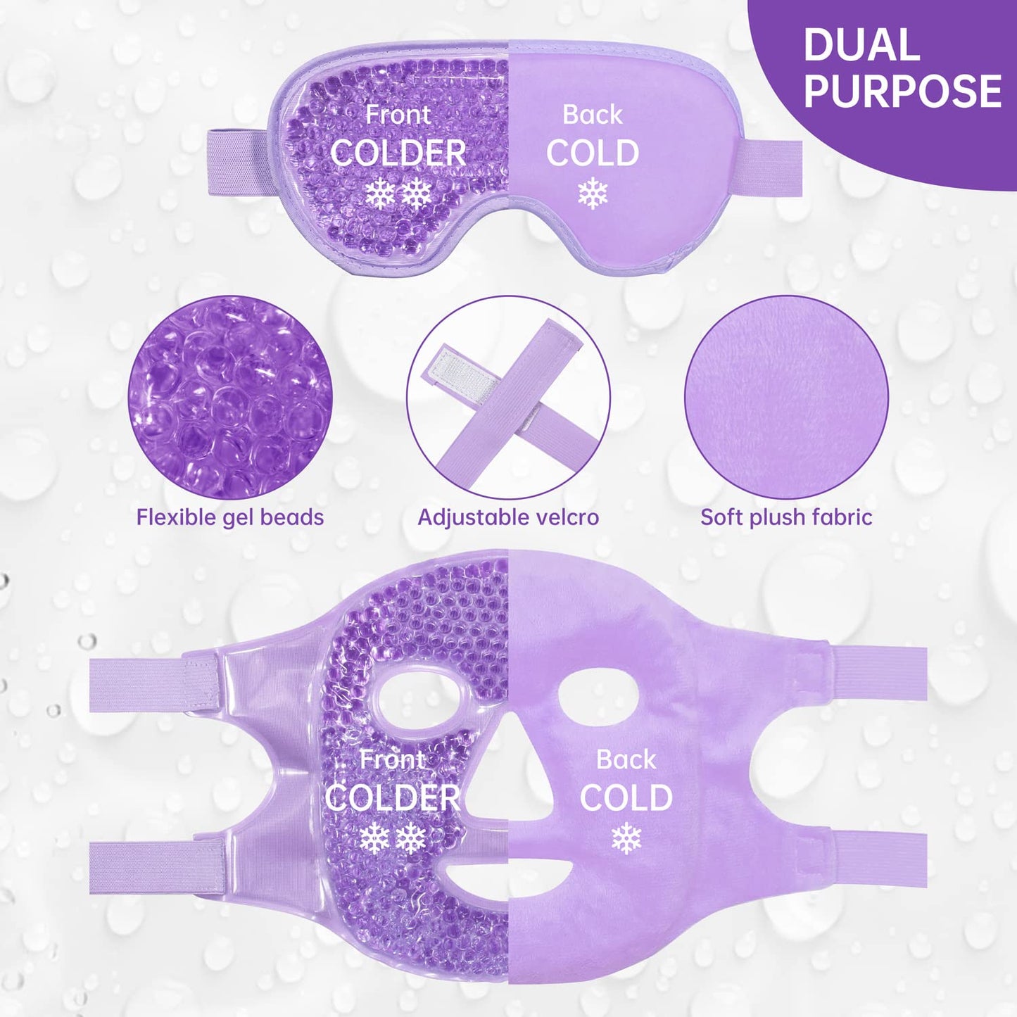 Cold Face Eye Mask Ice Pack Reduce with Gel Beads Hot Heat Cold Compress Pack