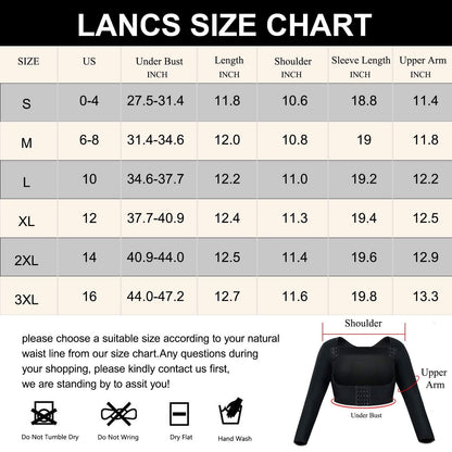 LANCS Women Upper Arm Shaper Post Surgical Compression Sleeves Slimmer Tops Posture Corrector Vest Shapewear