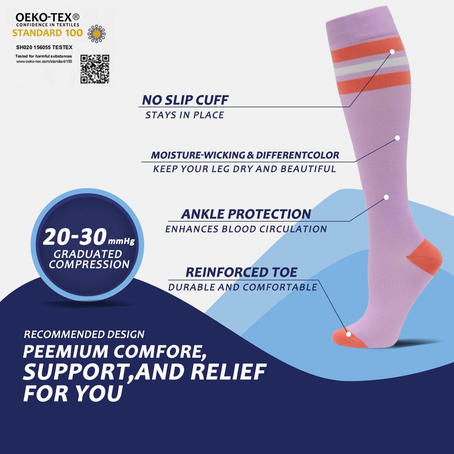 Compression Socks for Men & Women 20-30 mmHg Knee High 8 pairs