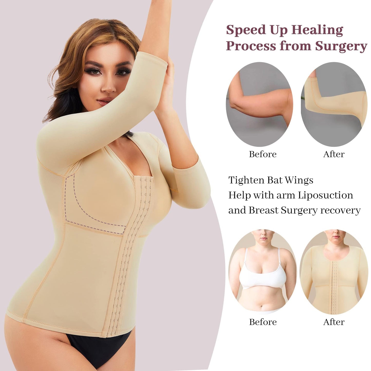 Waist Trainer Bodysuit With Arms Compression For Post Surgery