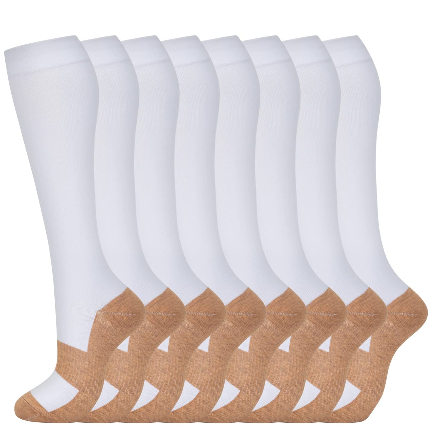 Compression Socks for Men & Women 20-30 mmHg Knee High 8 pairs