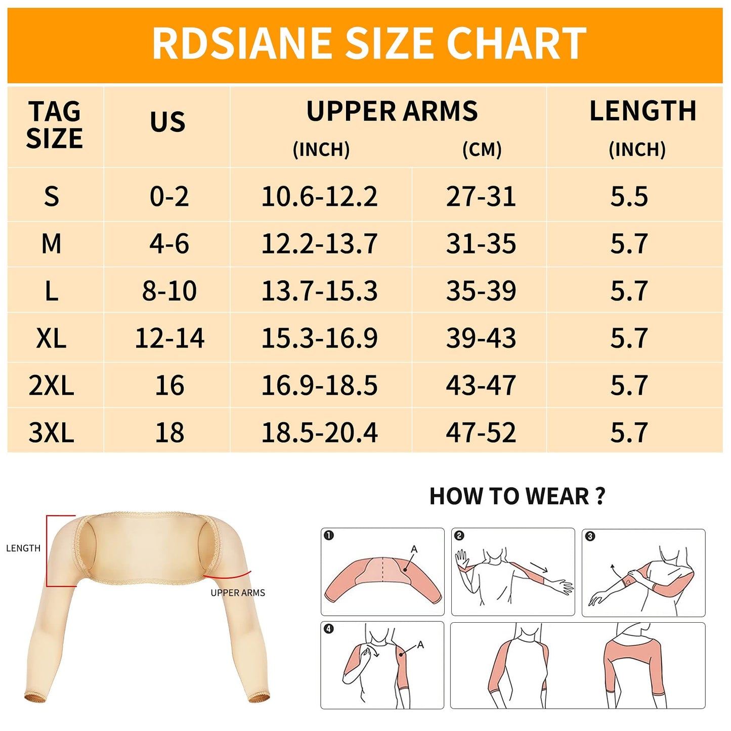 RDSIANE Upper Arm Compression Shaper Post Surgery Slimmer Sleeves Posture Corrector Tops Shapewear for Women