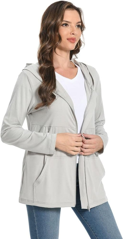 Post Mastectomy Shirts with Drain Pockets Breast Recovery Must Haves Soft Comfortable Long Sleeve Zip Up Hoodies