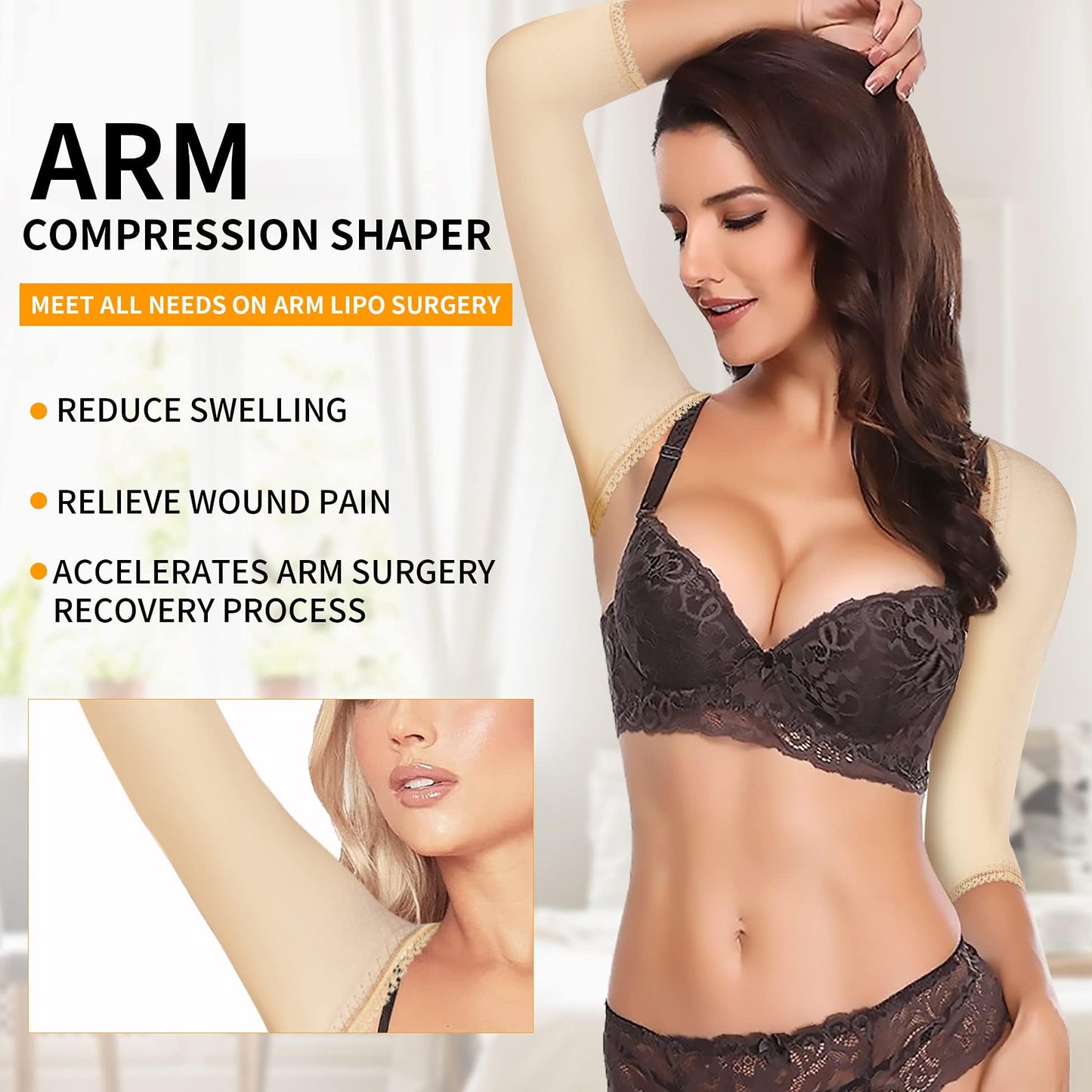 RDSIANE Upper Arm Compression Shaper Post Surgery Slimmer Sleeves Posture Corrector Tops Shapewear for Women