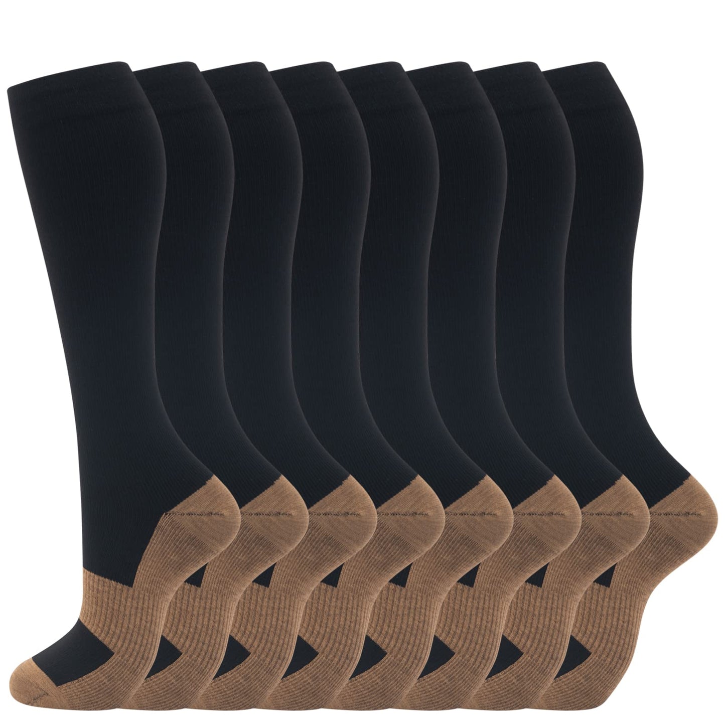 Compression Socks for Men & Women 20-30 mmHg Knee High 8 pairs