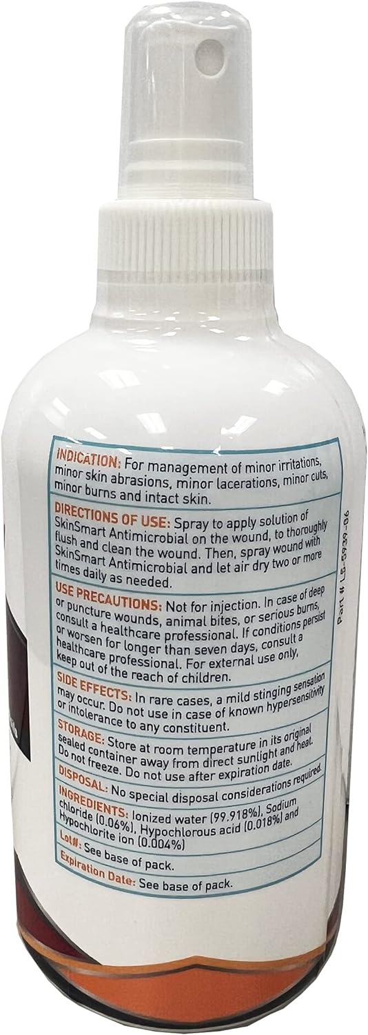 SkinSmart Antimicrobial Wound Therapy, Hypochlorous Acid, 8 Ounce Clear Spray